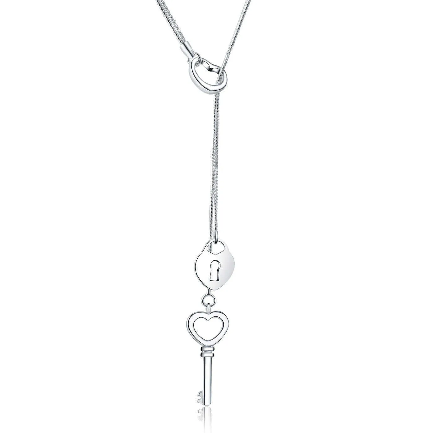 Silver 925 Special Offer Heart Lock Key Necklace For Women Wedding Party Jewelry Christmas Gifts