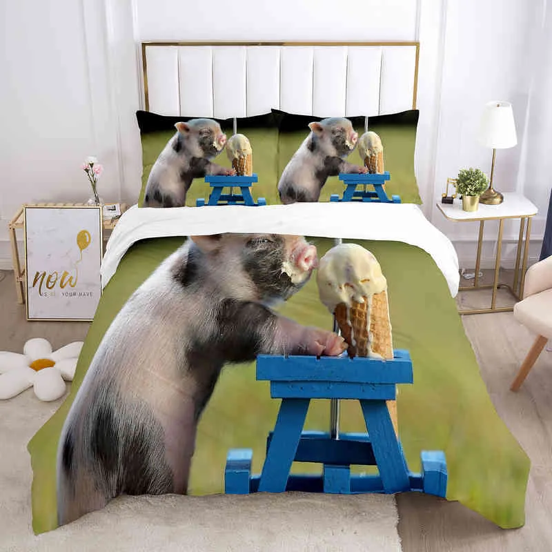 Zestaw okładki na kołdrę świniową Size Cute Animal Temat Twin Bedding Farm 2/Kołdra dla dzieci dla dzieci dziewczęta nastolatki