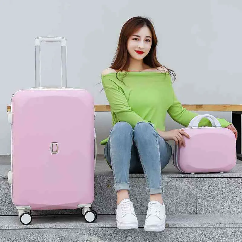 '' Inch Introlley Luggage Conjunto '' Viagem de viagens sobre rodas mulheres carregam nossas sacolas de viagem para as bolsas de viagem Girls J220707