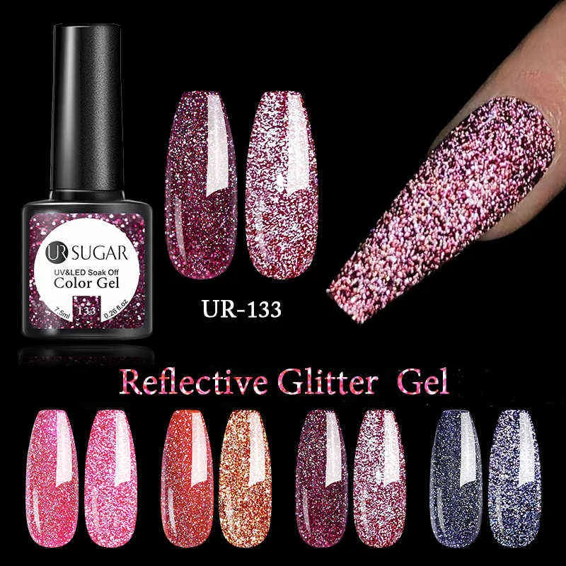 NXY Nail Gel Reflekterande Glitter Nyår Jul Röd Serie Polska Söt av UV LED Konst Lack Manicure 0328