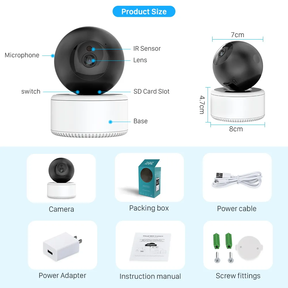 Caméra IP Wifi 3MP 2MP 1080P suivi automatique Ai détection humaine caméra sans fil H.265 Audio bidirectionnel Cloud CCTV caméras de sécurité à domicile