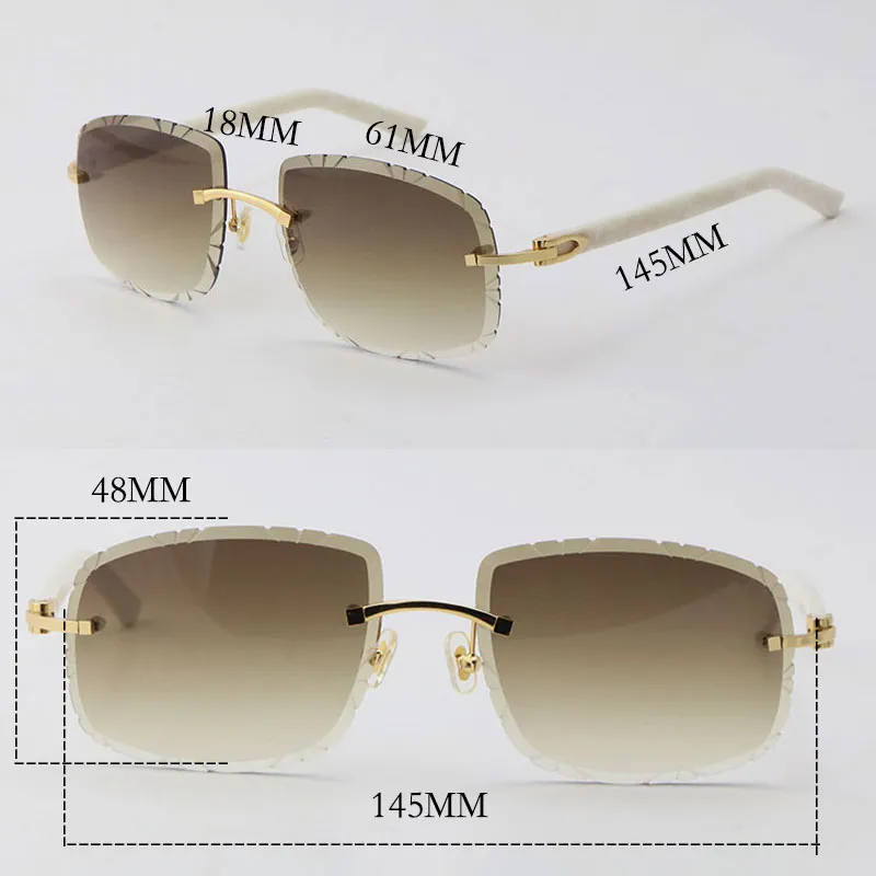 Whole Rimless White Genuine Plank Sun Glasses Oversized Round Sunglasses With C Decoration Blinged Out Gradient Lenses Unique 226p