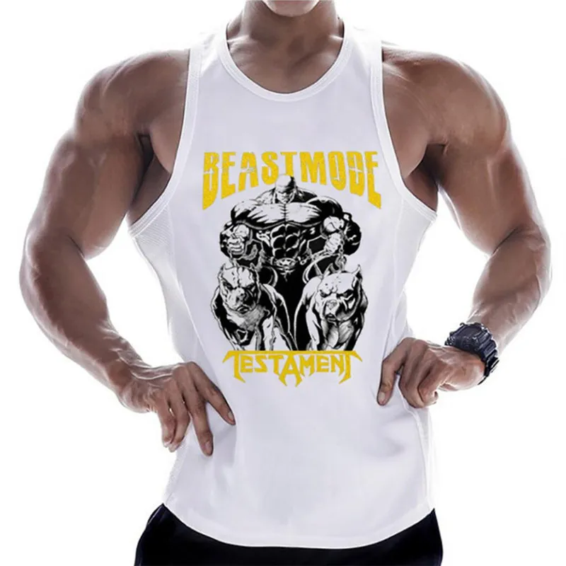 Casual Printed Tank Tops Herr Bodybuilding Ärmlös skjorta Bomull Gym Fitness Träningskläder Stringer Singlet Man Sommarväst 220615