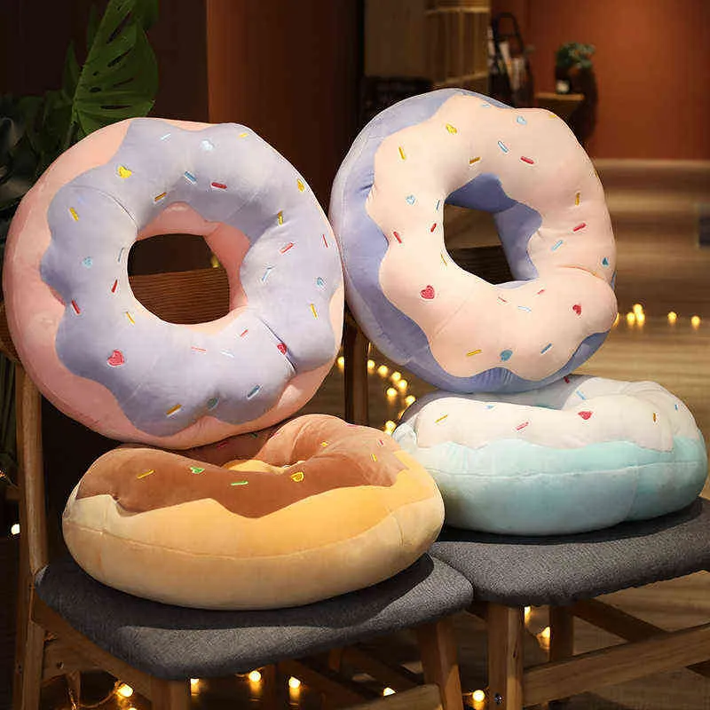 CM Kawaii Peluş Donuts Yastık Karikatür Simülasyon Yemek Smalle Pop Sandalye Çekim Mat Hediyesi Sevgililer İçin Çocuklar J220704