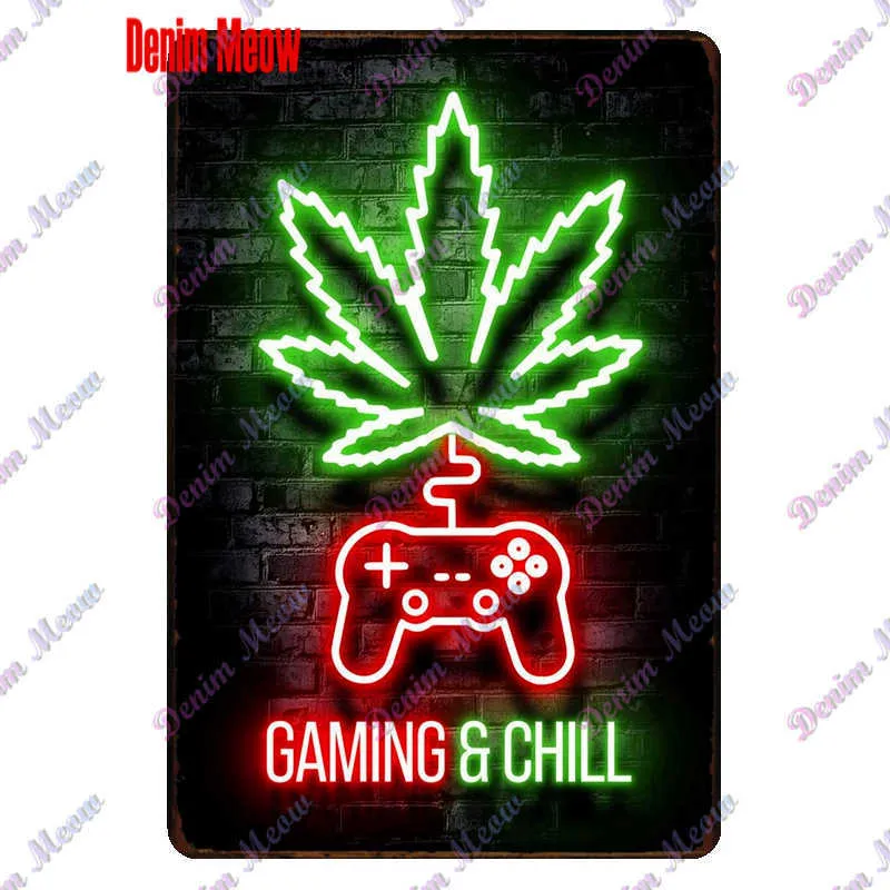 Vintage Gamer Cytaty Neow Light Metal Tin Znak Gaming Time Time Time Strefy Zone Decor do salonu do zabawy Poster3639559