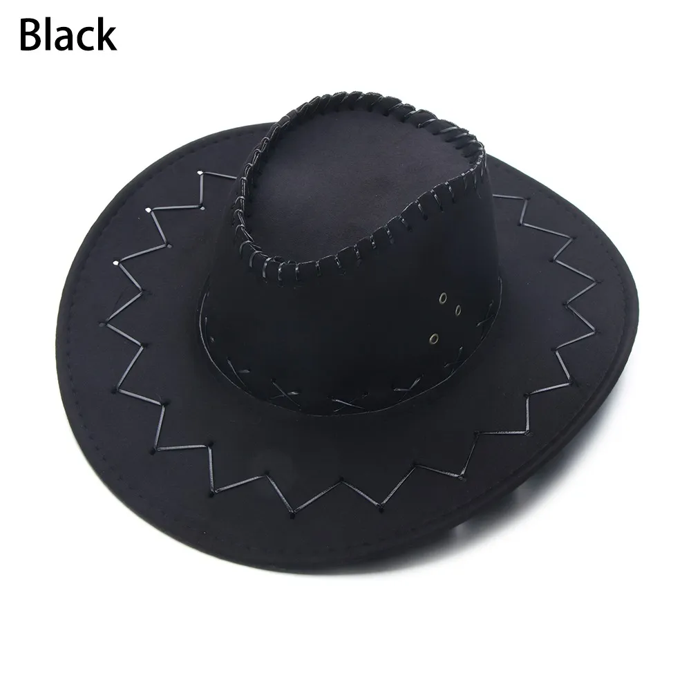 Fashion Vintage Cappone da cowboy Western Stile Suede in pelle scamosciata Cappello jazz con cappelli Fedora Accessorio uomini Accessorio uomini 8408998