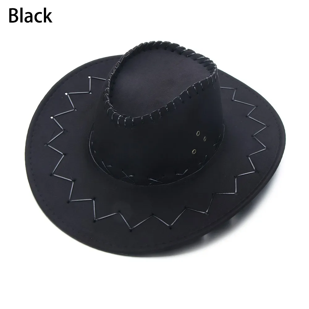 Fashion Vintage Cowboy Hat Western Style Suede Wide Brim Jazz Hat Felt Fedora Hats Fancy Dress Accessory for Men Women7842329