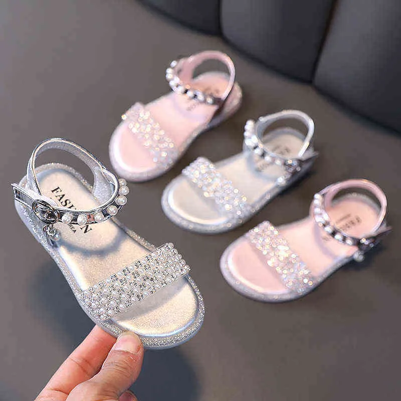 Bébé été sandales pour filles robe chaussures de plage enfant élégant bébé princesse chaussure enfant en bas âge mode perles 2021 1 2 3 4 5 6 ans G220523