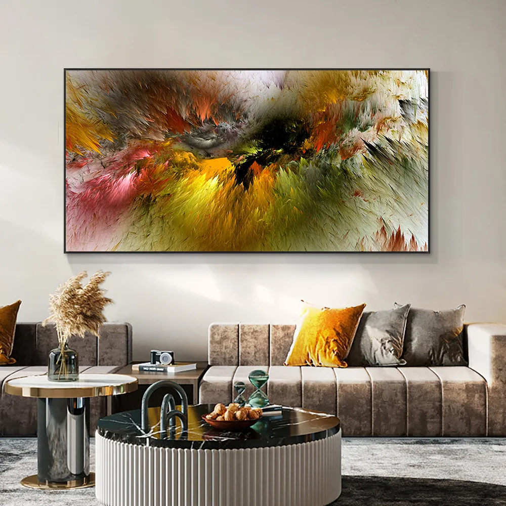 Grigio Giallo Nuvola Arte Astratta Pittura A Olio Poster E Stampe su Tela Arte Moderna Independe Immagine Della Parete Soggiorno Decor