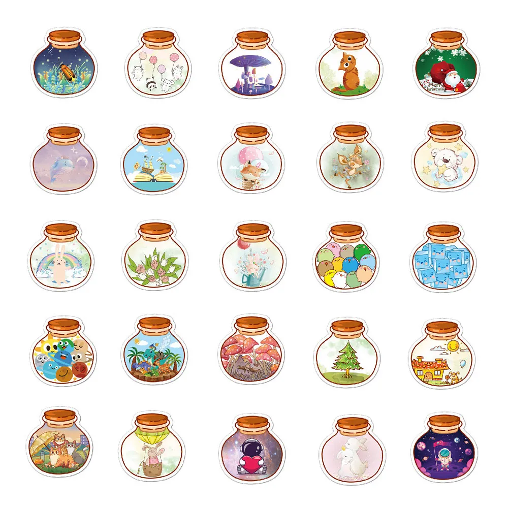 Waterproof 10/30/Cute The World in a Bottle Animal Graffiti Stickers Cartoon Decals Scrapbook Diary Phone Laptop Sticker for Kid Toy Car sticker