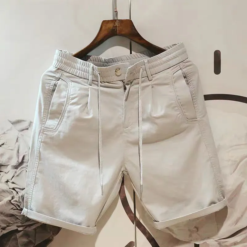 Witte shorts heren zomer casual shorts elastische taille lichtgewicht adem coole bermuda's mannelijke streetwear Koreaanse mode shorts