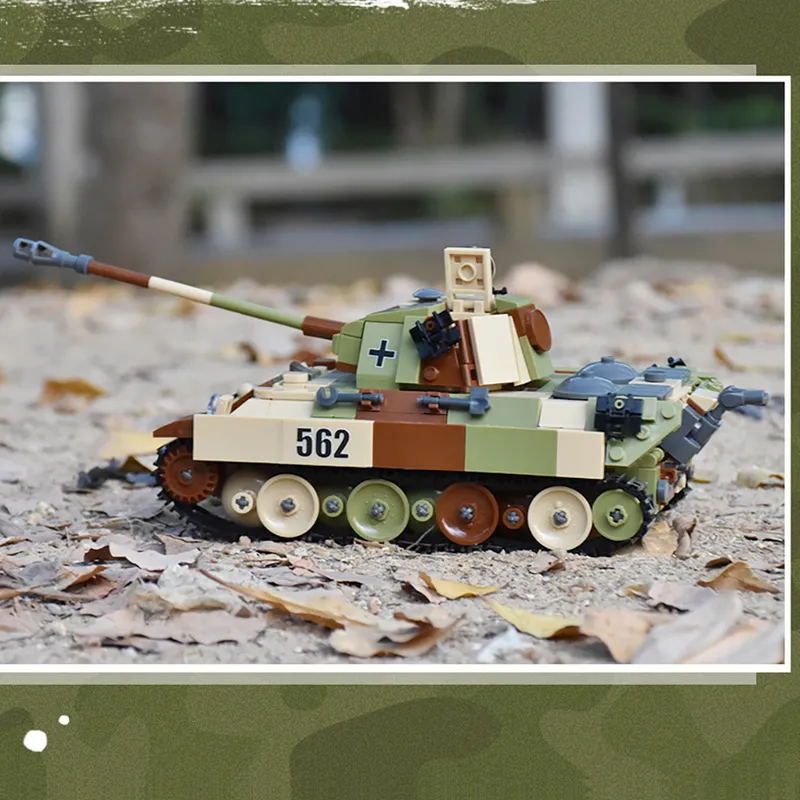 BZDA WW2 German Panther G medium Tank Building Blocks MOC Military Assault Gun Soldiers Model Bricks Toys For Boys Gifts 220715