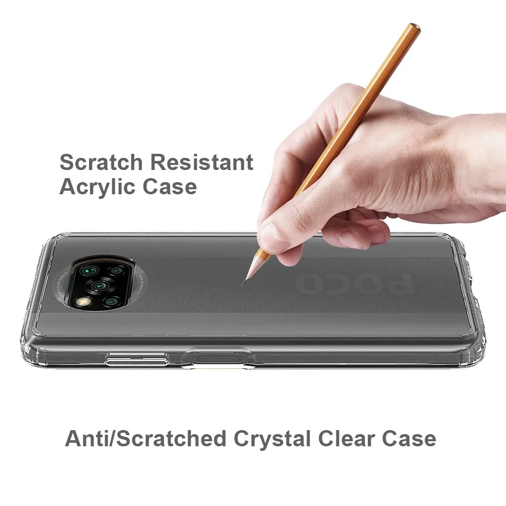 Coque transparente anti-rayures en cristal acrylique, étui antichoc pour Xiaomi Poco X3 Nfc F3m3 Pro 5g, coque arrière en plastique dur Tpu