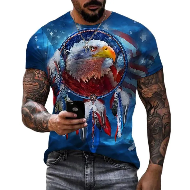 Soaring Eagle 3D-Druck Herren T-Shirt O Hals Kurzarm Tier Lustige Grafik Streetwear Sommer Lose Männliche Übergroße Tops Tees 220521