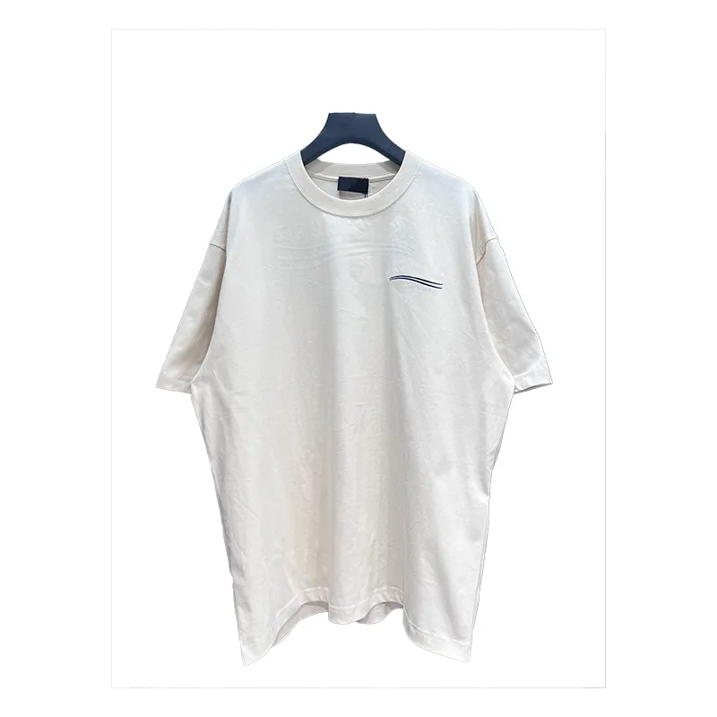 Luksusowa marka Bale High Version Koszulki 22SS Nowy Ripped Tee Letter Crack OS Para Paryż Loose Rękaw T-Shirt Tee