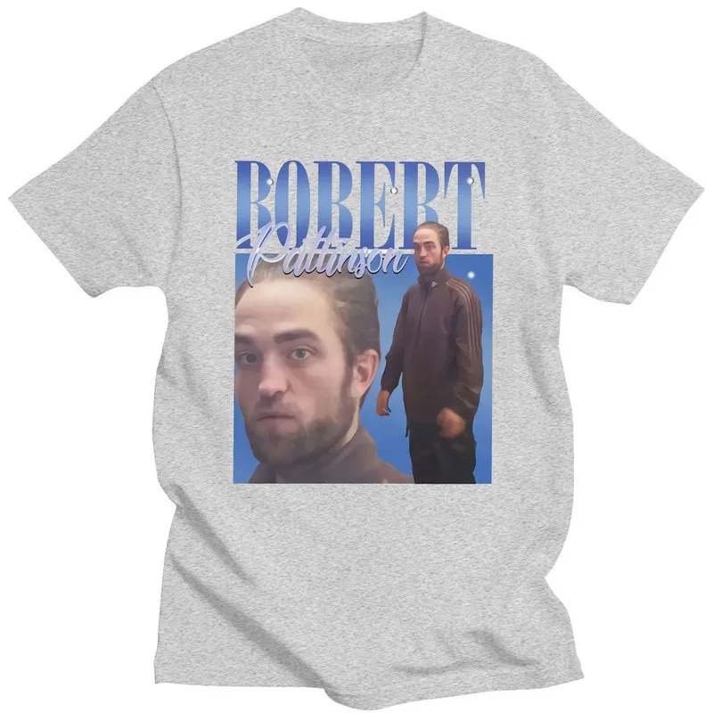 Robert Pattinson 90s Vintage Unisex Preto Camiseta Homens Camiseta Oversized Gráfico Camisetas 100% Algodão T-shirt Homem Mulher Tees Tops 220621