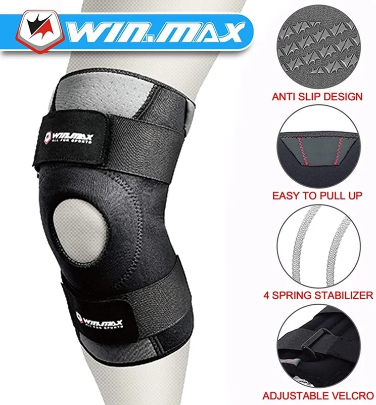 WIN.MAX Gym Knee Support Brace Sleeve Relieve Leg Arthritis Meniscus Tear Knee Strap Pads Open Patella Stabilizer Protector 220621