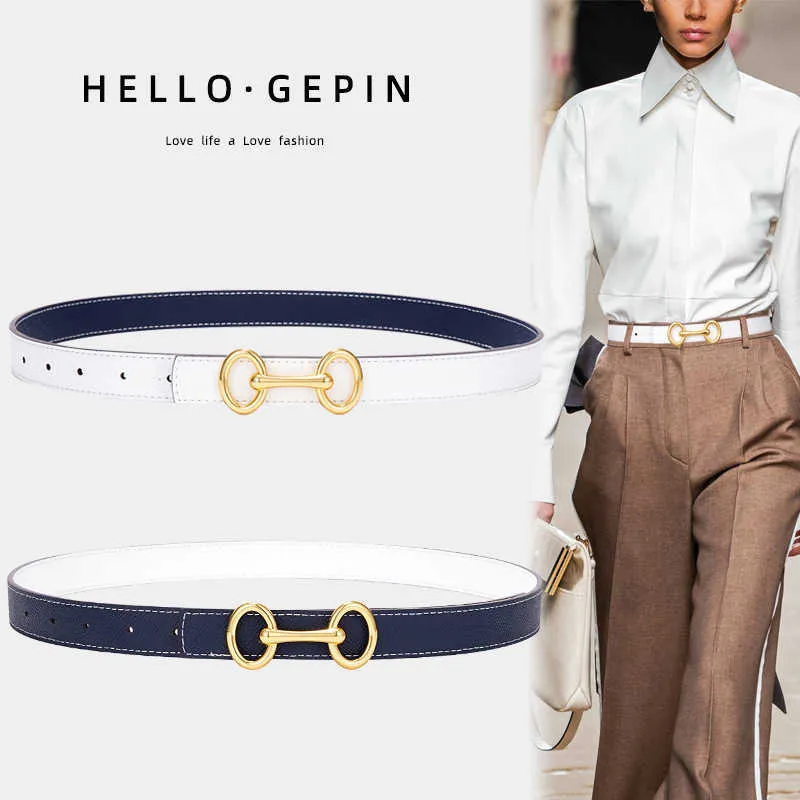 Luxury Ladies Leather Belt Fashion Double Sided Versatile Young Women's Belts Multiple Color Whole270z