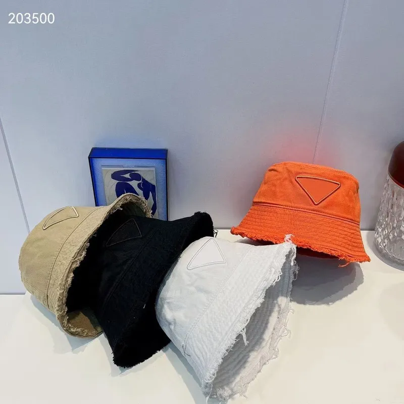 Designer Eimer Hüte für Herren Sun Caps Orange Brief Stickerei Hut Quasten Dreieck Kappe Outdoor Frauen Fischer Hut Luxus Marke Visier 2022
