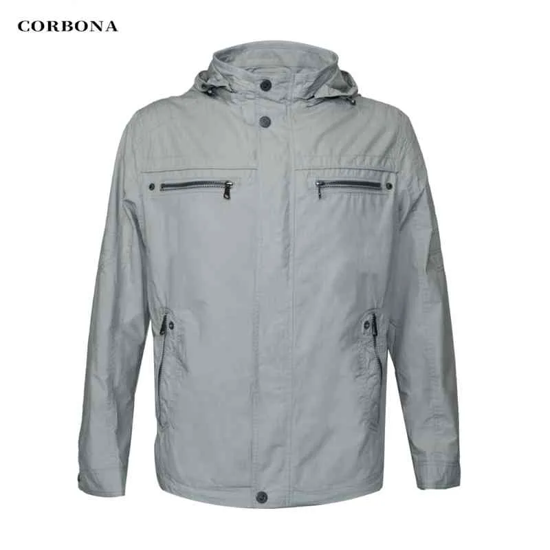 Corbona 2022 New Men Oversized Jacket Army Force Outdoor Fashion Multi Pockets Windproof Windbreaker Coat Navy Blue Green Parka