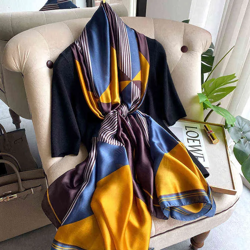Brand Designer Silk Scarf Female Foulard Bandana Long Shawls Wraps Winter Neck Scarves Pashmina Lady Hijab Luxury New Y2204195729737