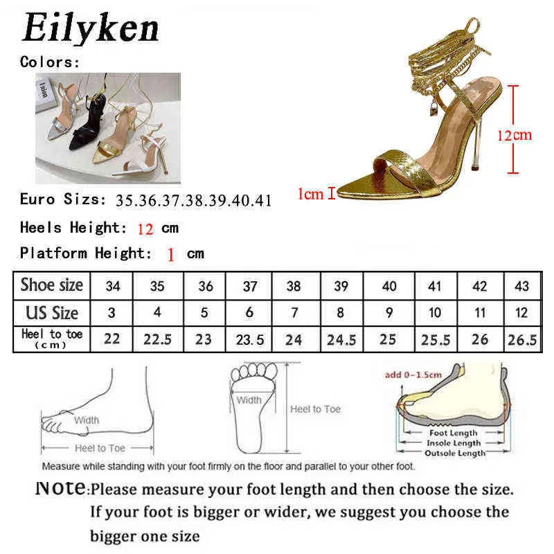 Sandals Eilyken Summer Fashion Gladiator Lock Chain Cross Anklets Sandals Punch Shoe Plating High Heels Ladies Wedding Shoes 220318
