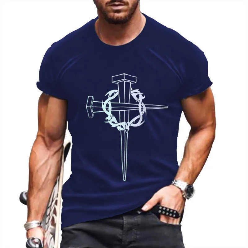 Mens T-shirts 2022 Vår och sommar Ny T-tröja Mode 3D Tryckt Tees Men Casual Short Sleeve Top