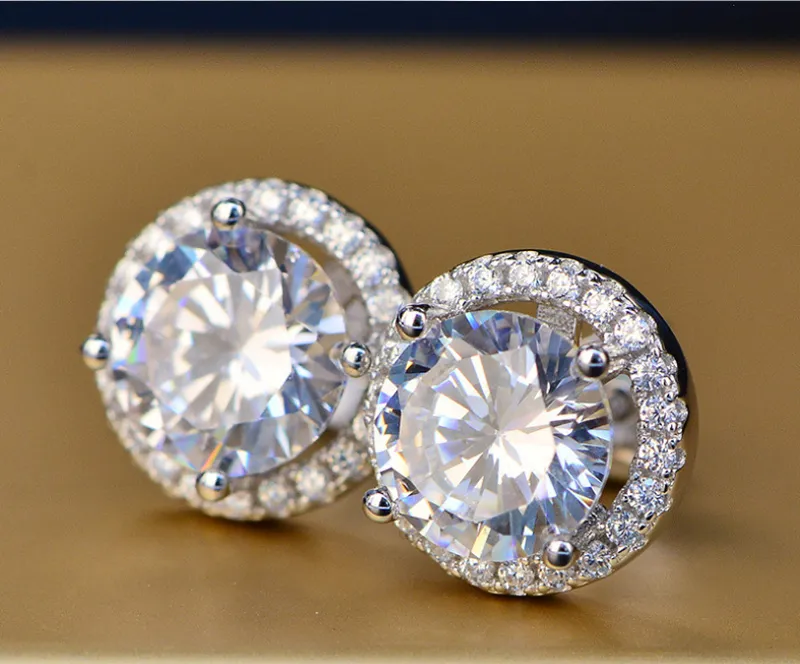 100٪ الأصلي فضة 925 أقراط صغيرة زركونيا الماس أقراط الزفاف للنساء مجوهرات هدية