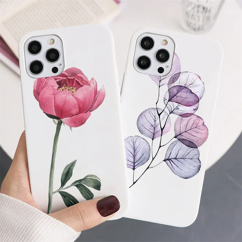 Mjuka TPU -fall för Xiaomi Poco X3 NFC F3 MI A3 10T 9T M3 Redmi Note 10 9 8T 8 7 5 Pro Se Lite 9s 9a 7A Flower Phone Cover Funda