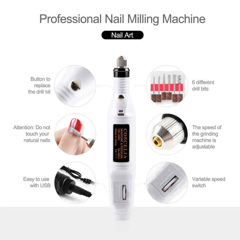 Kit nail art nxy set di manicure gel set 80w lampada a led pula perforazione trapano 220606 220606