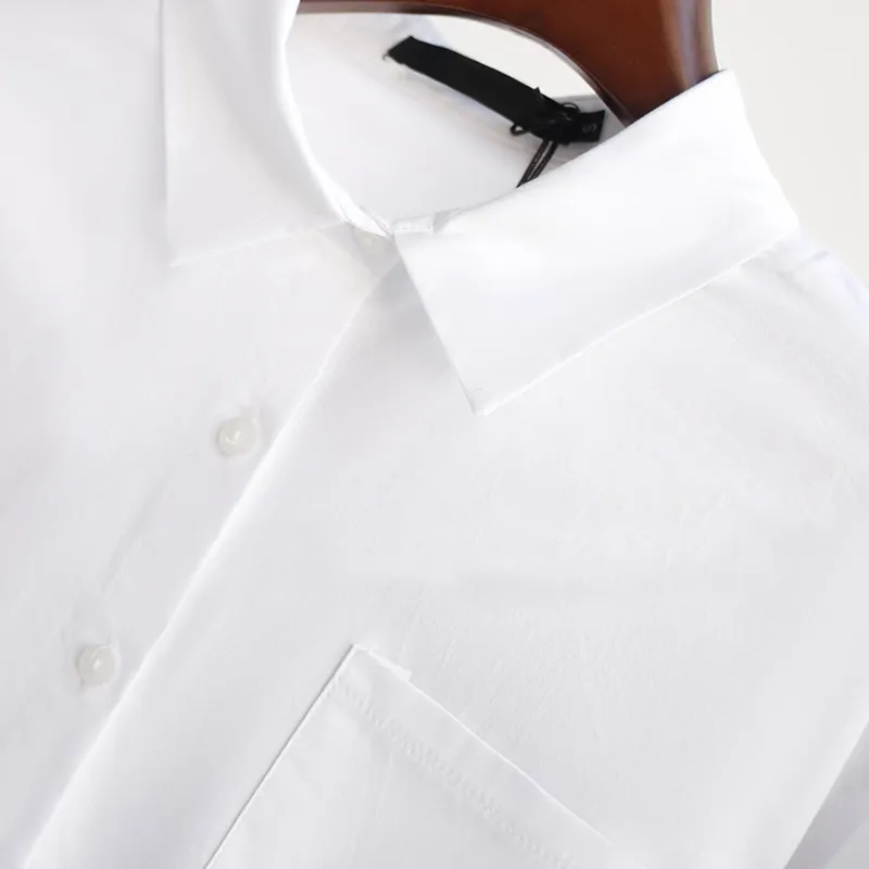 Botão solto branco para cima listra bandagem camisetas mulheres blusas colarinho colarinho de manga longa plus sadies tops 220407