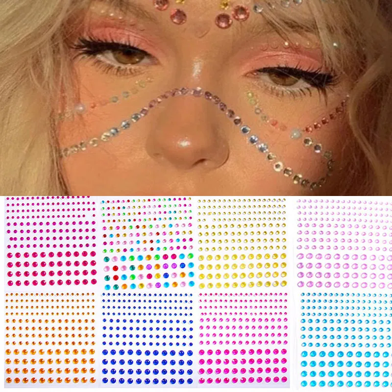 6mm Kids Self Adhesive Diamond Face Earring Stickers 3D Gem Stickers Jewel  Rhinestone Eyeshadow Sticker for