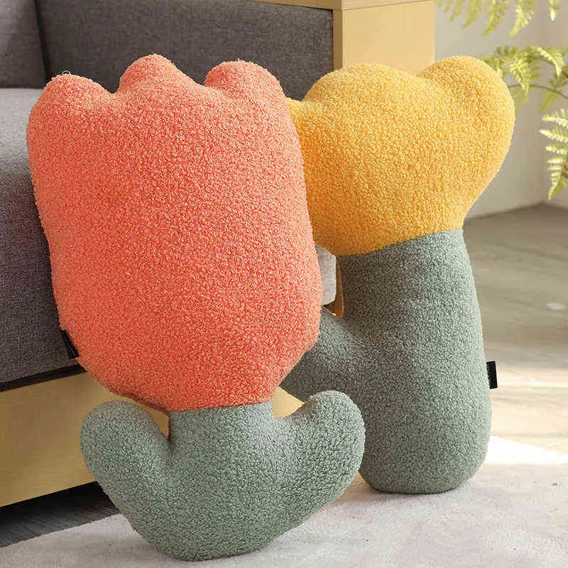 Noordse stijl tulpucculente knuffel gevulde eendendecoratie pluche kussen zachte baby pop ingelegde bloem voor meisjes geschenk J220704