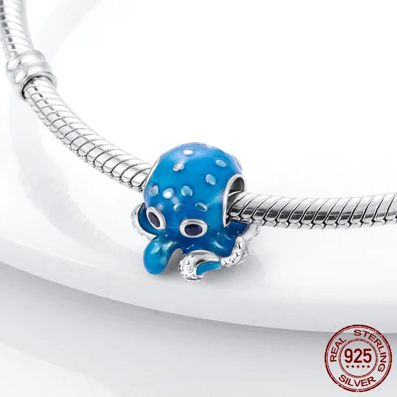 925 Gümüş Fit Pandora Charm 925 Bilezik Gümüş Okyanus Seyahat Kaktüs Dangle takılar seti Kolye DIY Güzel Boncuk Takı