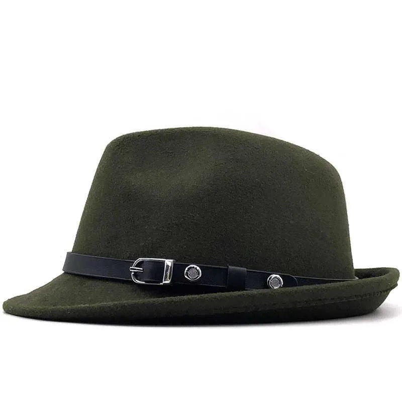 Breda Brim Hats Men's Winter Autumn White Feminino filt Fedora Hat For Gentleman Wool Bowler Homburg Jazz Storlek 56-58cm SCOT222437