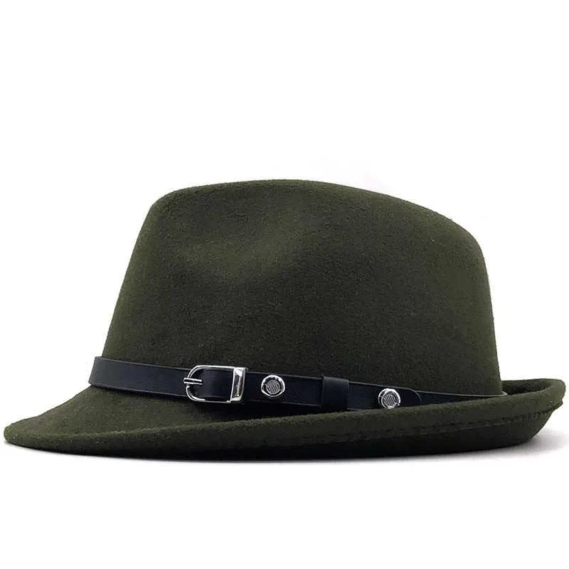 Szerokie brzegowe czapki męskie jesień jesień biała feminino Feed Fedora Hat dla dżentelmena wełna melonika Homburg Jazz Rozmiar 56-58cm Scot22260c