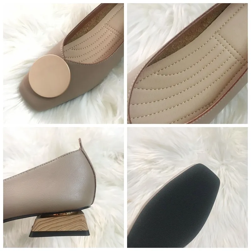 DONLEE QUEEN Frauen Wohnungen Schuhe Niedrigen Holzabsatz Ballett Karree Flache Schnalle Marke Schuhe Slip On Loafer Große Größe 35-41 Mujer 220507