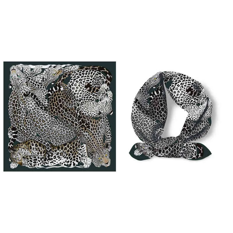 Lüks Marka Küçük Kare Eşarp Leopar Şal Lady Saç Kravat 53 cm Boyun Atkılar Kerşir Bandana Fular Kadınlar Mevcut Hediye