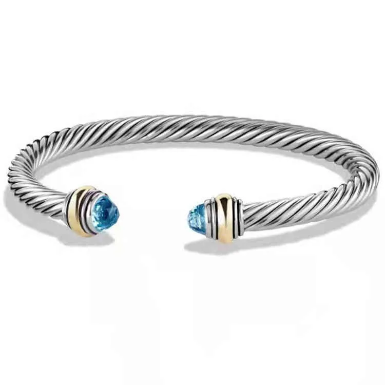 DIY titânio women039s duas cores 18K banhado a ouro stainls pulseira de corda de fio de aço simples aberto Bracelet2249330