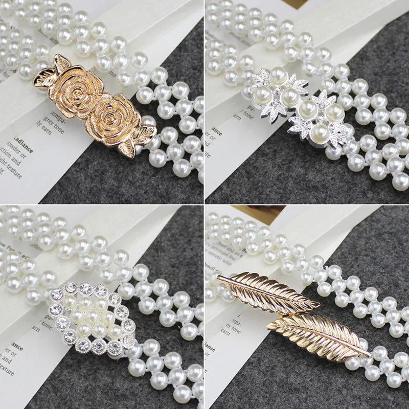 Strass Perles Taille Ceintures pour Femmes Robe Décoration Ceintures Boucle Élastique Faux Perle Ceinture Perlée Femmes Filles 220712