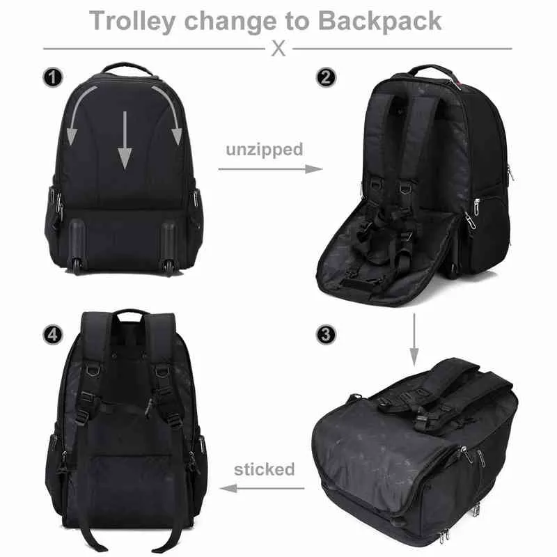 Sac à dos Style Bagoiwa hommes Trolley affaires voyage avec roue grande capacité Duffle ordinateur portable bagages pour femmes adolescent 220723