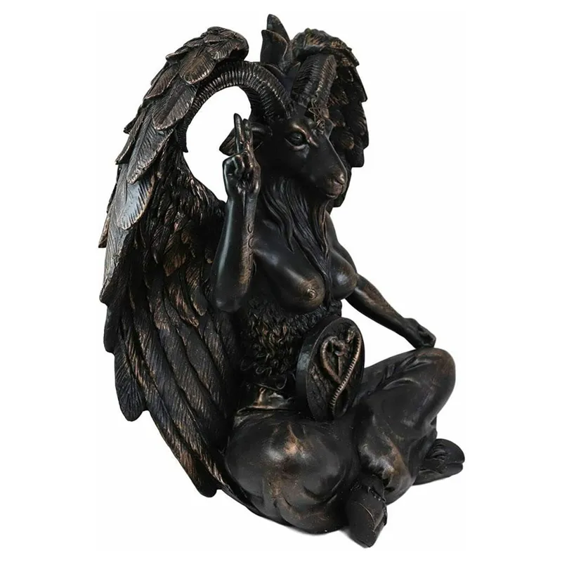 Satan Goat Baphomet Statue Hanging Door Knocker Plate Wall Decor Plaque Resin Crafts Religious Ornaments Sculpture 220816177c