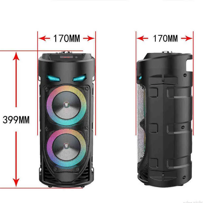 Tragbarer 30-W-LED-Bluetooth-Lautsprecher, kabellose Soundsäule, leistungsstarker Stereo-Subwoofer, Party-Lautsprecher mit Mikrofon, Heim-Karaoke H220412
