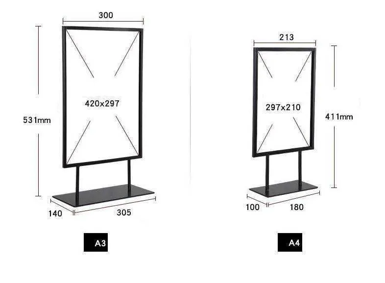 Metal Tableboard Desktop Poster Rack Billboard Double sided Menu Stand Desk Sign Holder Advertising Banner Stand Label Holder