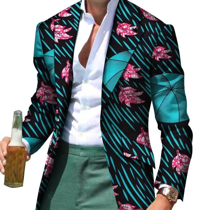 아프리카 남자 옷 스마트 인과 원인 사용자 정의 슬림 맞는 멋진 정장 블레이저 자켓 공식 코트 비즈니스 Dashiki 파티 웨딩 Wyn530 220409
