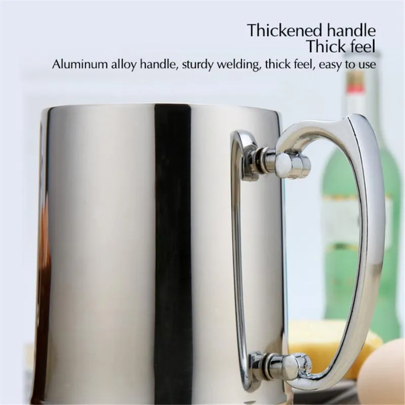 NEW 16 oz ounce Double Wall Stainless Steel Tankard Double Wall Beer Mug Cocktail Breakfast Tea Milk Mugs 450ml Handgrip Coffee Cup Bar Tools Drinkware Tools B062703