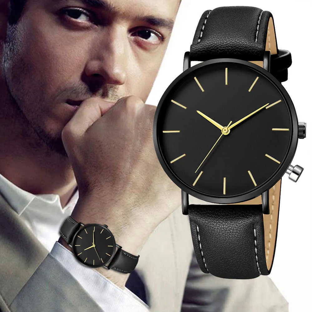 2022 Fashion Mens Klockor Business Top Brand Luxury Leather Quartz Watch Analog Sport