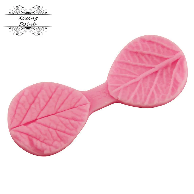 Stampo decorare torte fai-da-te Double Leaf Veiner Silicone Sugar Art Fondant Tools 220815