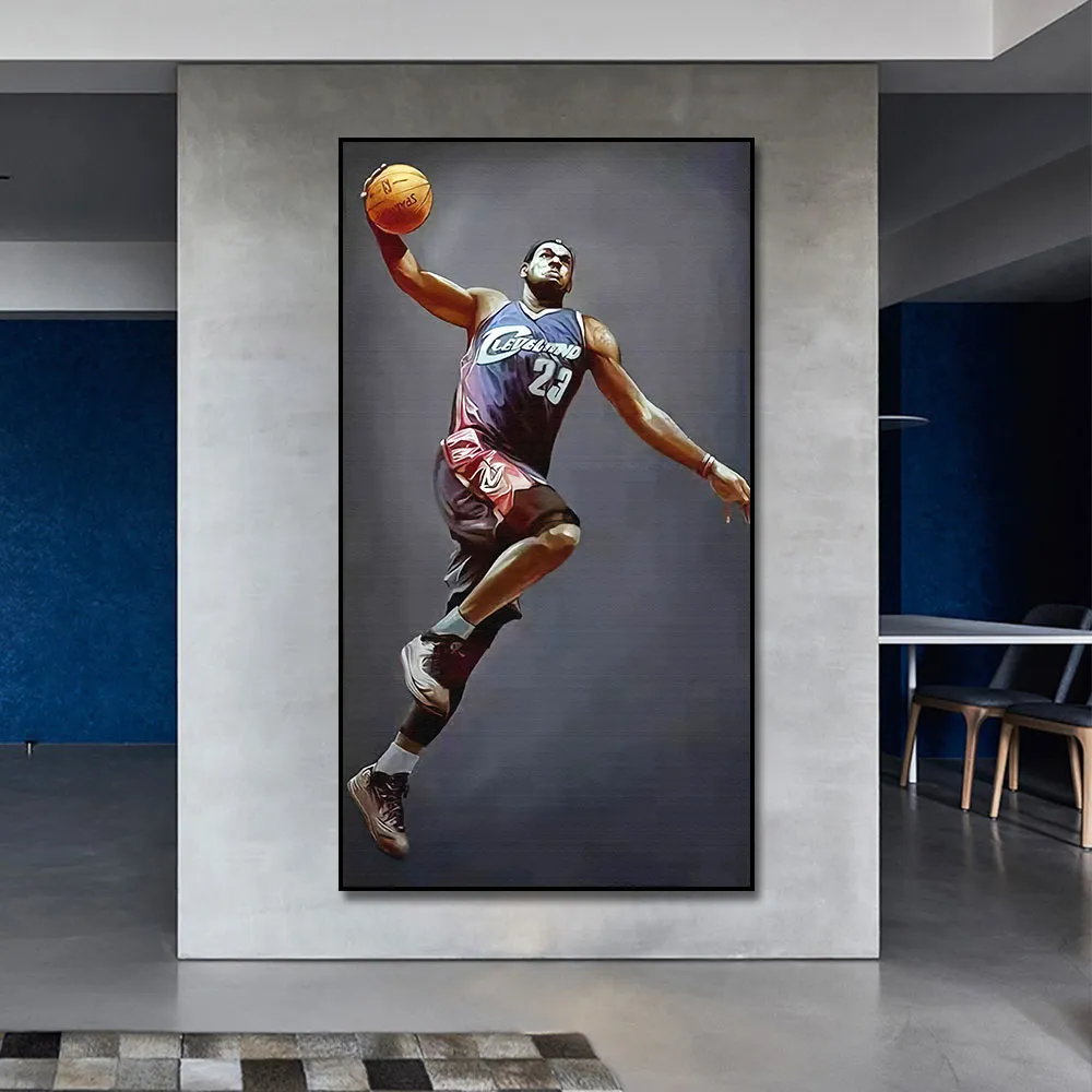 Moderne Figure Sports All Star Player Peinture Basketball Star Affiche Impression Sur Toile Mur Art Photos pour La Maison Décoration Murale