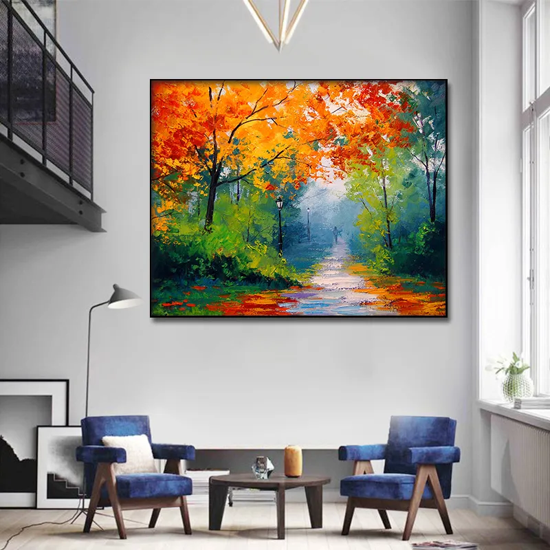 Abstract Autumn Leaves Oil Painting Canvas Posters Wall Art Print Modern Painting Nordic Kid Bedroom Decoration Picture (1)